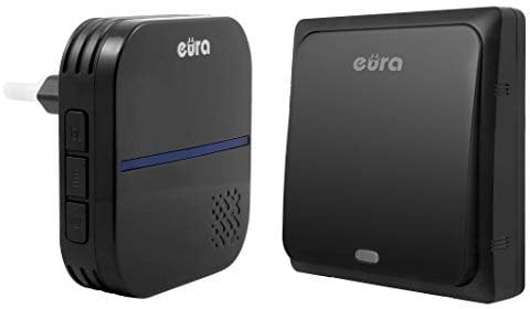 Batterielose Funk-Türklingel BLUES WDP-84H2 von Eura, Außenbereich Wasserdicht Kabellose Klingel 100m Reichweite 58 Klingeltöne 4 Lautstärkestufen