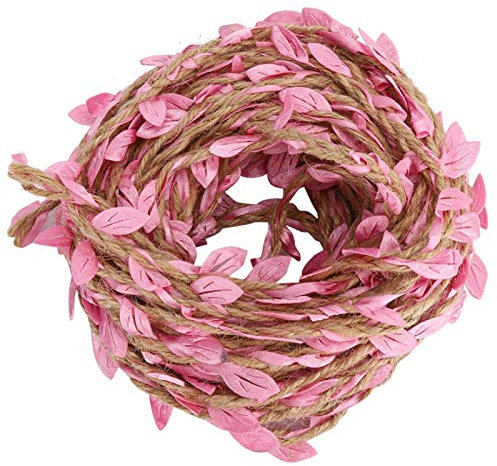 HERCHR Vigne Artificielle, Corde de Chanvre Naturel, Faux Feuillage, Vigne de Ficelle de Jute, Guirlande de rotin Rustique, pour Jardin de Mariage Deco-10m/32.8ft(Rose)