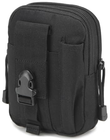 Azarxis 2 TLG Taktische Hüfttasche Molle Tasche Kompakt und leicht Multifunktional Bauchtasche für Camping Reisen Wandern (06 Schwarz)