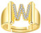 JewelryWe Schmuck Damen-Ring Buchstabe Ring Verstellbare Initiale Alphabet W Band Ringe mit Zirkonia Gravur Geschenk für Frauen Mädchen Gold