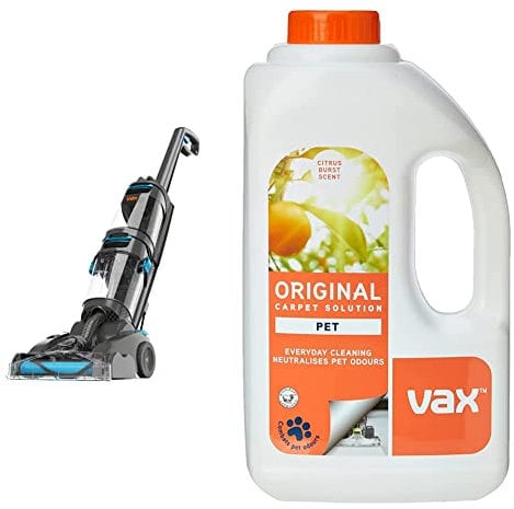 Vax Dual Power Pet Advance Carpet Cleaner | Dual Rotating Brushbars | Pre-treatment wand and Wash Hose - CDCW-DPXA & Original Pet 1.5L Carpet Cleaner Solution -1-9-142054