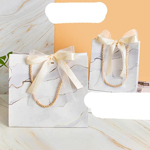 Marmorierte Geschenkpapiertüte Weihnachtsfeier Gold- und Silberverpackungskarton mit kleiner Papiertüte kann individuell in der Größe bedruckt werden, Logo-Weiß, 14,3 x 15,5 x 6,5 cm, 5 Stück