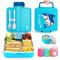 Lehoo Castle Bento Lunch Box for Kids, 1300ml Lunch Box Containers with 4 compartments, Kids Lunch Box with Sauce Jar/Spoon & Fork