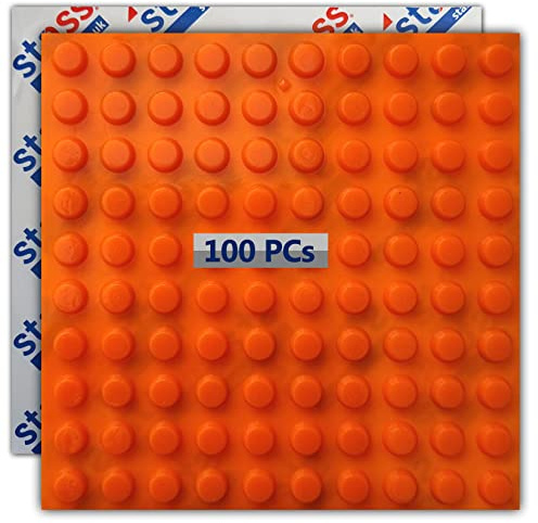 Orange Rubber Feet, 8mm * 3mm (100 pcs) Self Adhesive Bumpers for Visually Impaired, Oven Knobs, Telephone Buttons, Microwave Dials, TV Remote Control, Door Key Locks, Plug Sockets and Switches