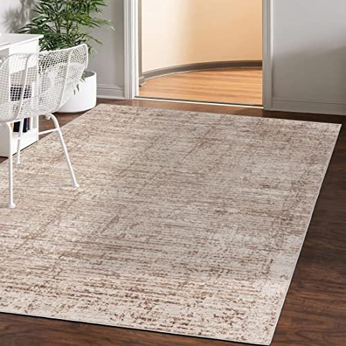 Mazovia Abstraktes Vintage Designer Teppich - Kurzflor - Weich Teppich für Wohnzimmer, Esszimmer - ÖKO-TEX Wohnzimmerteppich - Teppiche Beige 80 x 150 cm
