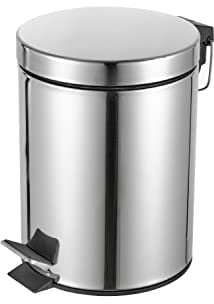 Baroni Home Cestino da Bagno con Pedale, Capacità 5L, Pattumiera da Bagno Acciaio Interno rimovibile, 19x19x26 cm, Cromato