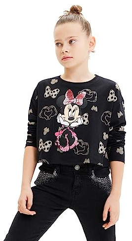 Desigual Girls' TS_Lara Minnie Shirt, Black, 8 Years