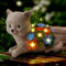 YIKEDAN Solar Gartenfiguren Katze mit Sukkulenten und 7 LED Leuchten, Gartendeko für Draußen, Harz Katzen Geschenk für Frauen