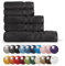 Bassetti Morbido Asciugamano Asciugamani 480 gr 100% Cotone Set da 5 pz (2 da 58x105 cm + 2 da 38x55 cm + 1 da 70X140 cm) - Collezione MONIQUE - NERO 26