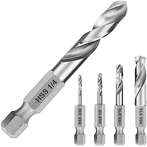 Sknrlko 5-Teiliges Bohrer-Set mit 1/4-Sechskantschaft, Stubby-Bohrer-Set, Rechtwinkliges Bohrer-Set für Metall, M2-Bohrer mit Kurzer Länge, Stahl für Schnellwechselfutter