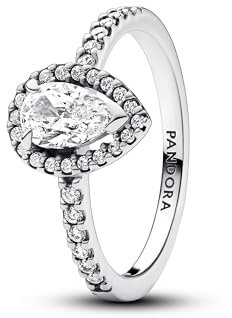 PANDORA Timeless Funkelnder Birnen-Kranz Ring aus Sterling Silber mit Cubic Zirkoniastein verziert, Größe: 56, 192835C01-56