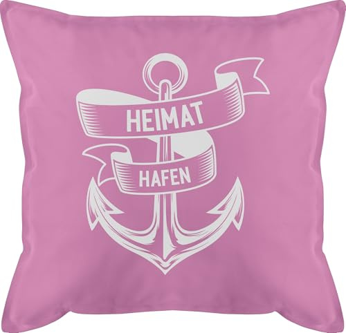Kissen 50x50 - Statement - Heimathafen - Anker Ankerplatz - 50 x 50 cm - Pink - maritimer kissenbezug statement-kissen statements maritim männerkissen maritime kopfkissen schwarz sprüche maritim,