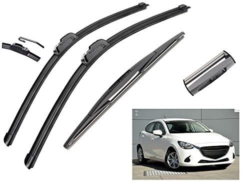 Scheibenwischerblätter Scheibenwischer Für Mazda 2 Demio DJ 2015-2019 Vorne Hinten Wischerblätter Bürsten Cutter Zubehör J Hook Auto