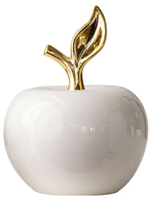 F Fityle Statua di Mele Figurina in Ceramica Centrotavola da Collezione Ornamento Scultura di Frutta per l'arredamento dell'ingresso della libreria, Bianco, Grande
