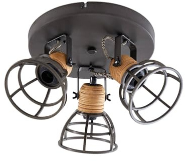 Lindby Strahler Arinthea (Landhaus, Vintage Rustikal) in Schwarz aus Metall (3 flammig E14) - Deckenlampe Deckenleuchte Lampe Spot Wohnzimmerleuchte