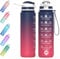 WHIPY 500ML Water Bottle with Straw - Leak-Proof & BPA Free Reusable Sports Bottle - Motivational Time Markings for Hydration Durable Drink Bottle for Gym, Sports, Outdoor, Cycling (Blue & Red)