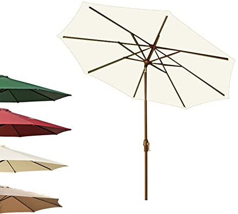 KGDJBGSE Parasol de jardin, parasol inclinable de 2,7 m, rouge vin, vert foncé, beige, kaki, parasol de jardin café avec manivelle pour jardin extérieur, patio, camping, parasol