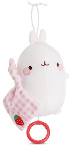 NICI Spieluhr Baby Einschlafhilfe MOLANG 15 cm mit sanfter, beruhigender Gute-Nacht-Melodie - Flauschiges Baby Geschenk Junge & Mädchen - 49475, Weiß