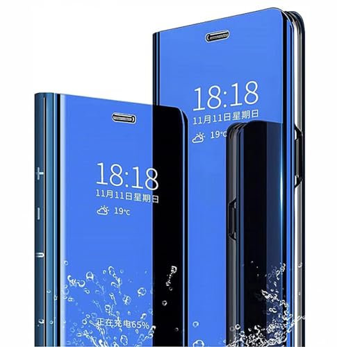SEAHAI Cover per Samsung Galaxy A15 5G/4G, Specchio Case Clear View Standing Mirror Flip Custodia Full Body Protettiva Bumper Folio Copertura - Blu