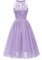 Vestido Plisado De Gasa De Encaje Lila Dulce Vestido Elegante De Cintura Alta para Mujer Vestidos Midi Vestido De Fiesta De Noche Sin Mangas De Verano-Lila-XXL