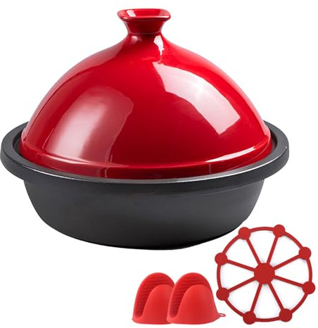DYHQQ Marmite en Fonte Émaillée avec Couvercle en Céramique Émaillée, Pot À Tajine en Fonte Émaillée Marmite en Céramique pour Cuisiner