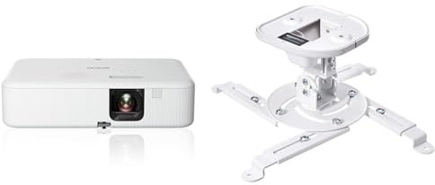 Epson CO-FH02 3LCD-Projektor & Amazon Basics - Neigbare Projektor-Halterung für die Decke/Wand, Traglast: 15 kg, Weiß