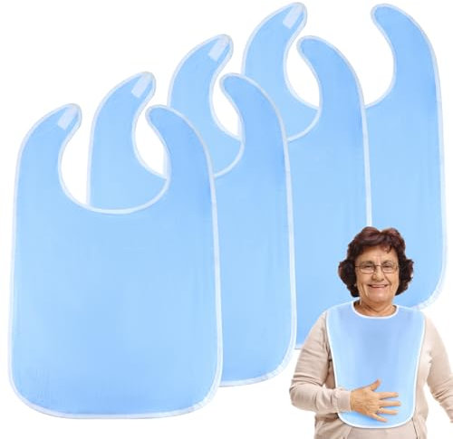 QWORK® 4 Stück Lätzchen für Erwachsene, 75x45cm Erwachsenen Lätzchen, Verstellbare Frottee Lätzchen, nur für Senioren