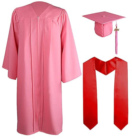 Blandoom Graduation Gown and Mortarboard Cap, University Graduation Gown Graduation Hats for Adults Master Degree 4 Colours Mens Graduation Day Suits University Gifts for Him
