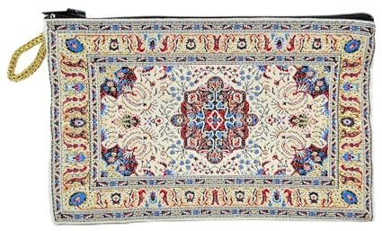 Emay - Kulturbeutel klein Orientalisch Etui Kosmetiktasche Reisen Geldbörse Damen (Beige 1)