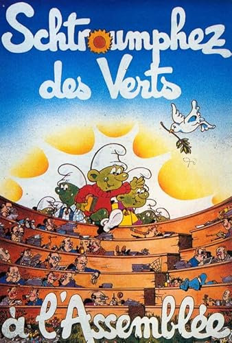 Poster 1986 Ecologistes Schtroumphez des Verts l Assembl e L gislatives de 1986 Post-Maxi-Poster – Wandkunst, Heimdekoration, Filmposter, Leinwand, Film, Kino, Retro, Vintage, Kult, Klassik,