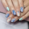 24pcs Short Oval False Nails: Blue Ocean Press-On Nails with Starfish Design - Removable, Glue-On Acrylic Nail Tips for Women's Nail Art Accessories