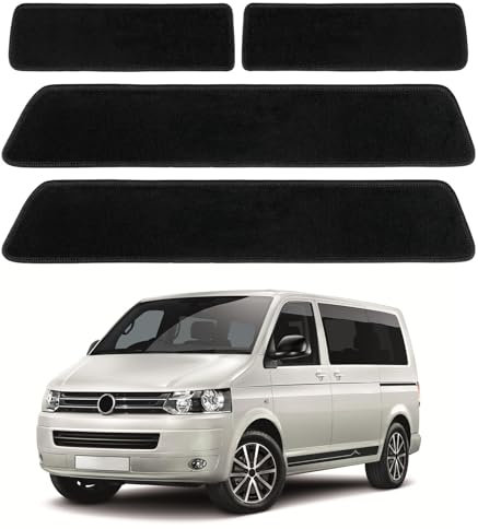 4 Stück Teppiche Fußmatten Ersatz für VW T5 T6, Fußmatte Einstieg, Strapazierfähige Eingangstürmatte Wohnwagenmatte Eingang für 2 Schiebetüren