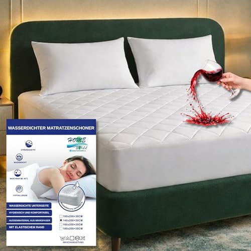 HOME STILL Matratzenschoner 140 × 200 × 30 cm – Gesteppte Mikrofaser wasserdicht atmungsaktiv Matratzenschutz bis 30 cm Tiefe, antibakteriell geräuscharm elastisch pflegeleicht maschinenwaschbar