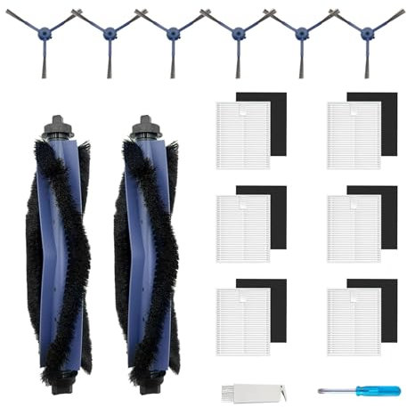 HIYOUNG Zubehör für Eufy G50/G50 Hybrid/L60/L60 SES/L60 Hybrid/L60 Hybrid SES/L50/L50 SES mit 2 Hauptbürsten, 6 Seitenbürsten, 6 Filter (mit Schwamm) Ersatzteile 14 Stück