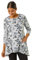 Roman Originals Swing Top with Pockets for Women UK Ladies Hanky Hem Asymmetric Tunic Blouse Longline Long Stretch Jersey Casual Round NeckTee Shirt T-Shirt - Monochrome - Size 10