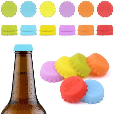 SANGFUN Farbenfroh Bierflaschenverschluss, 12 Stück Kronkorken Silikon, Wiederverwendbar Flaschenverschluss Universal, Geeignet für Bierflaschen, Weinflaschen, Limonadenflaschen