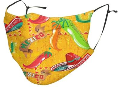 Kaktushut und Chili-Pfeffer-Staubmaske für Erwachsene, atmungsaktiv, verstellbar, für Outdoor, Camping, Laufen, Reisen, Arbeit und den täglichen Gebrauch