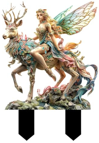 iSpchen Bohemian Feen Blumentopf Figuren, Fairy Garden Miniatur Feen Figuren Elfen Bodenstecker Dekor Schild Miniaturfeen Gartenfiguren Fee Figur Miniatur Elfen Deko für Garten Hof Rasen Dekor Topf