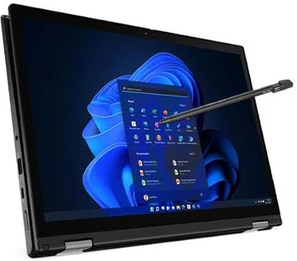 Lenovo ThinkPad L13 Yoga Gen 3, portatile 2 in 1 FHD da 13,3 pollici con touchscreen, Intel Core i5-1245U, 16 GB di RAM, 256 GB di SSD, tastiera americana, Win 10 Pro (ricondizionato)