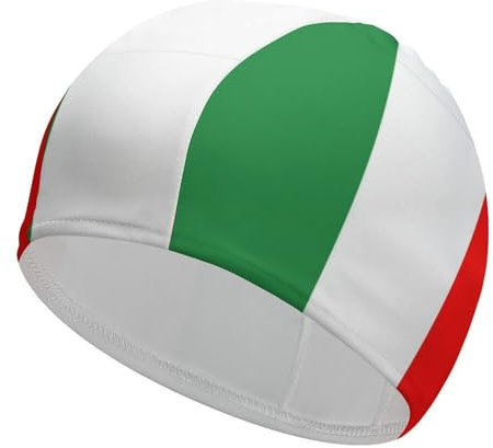Cuffie da Nuoto Elastiche Con Mappa Della Bandiera Italiana Comode Cuffie da Nuoto In Tessuto Cuffie Da Bagno Unisex Cuffie Da Piscina Antiscivolo per Donne Uomini Bambini Adulti Giovani Italia