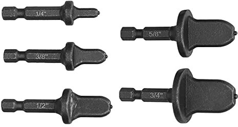 5pcs Swagging -Werkzeugbohrmaschine Bit Set, Chrommolybdän Stahl Sechskant Shank -Rohrrohr -Expander -Kit mit 3/4in, 5/8in, 1/2in, 3/8in, 1/4in für Kupferrohre