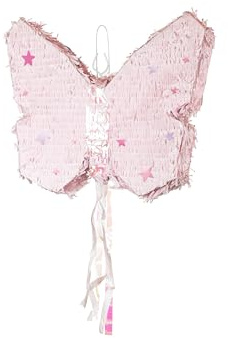 Piñata 58x48x10cm Schmetterling - Party Dekoration zum Befüllen - Partyspiele für Kindergeburtstag Mädchen Geburtstag Hochzeit Party - Geburtstagsdeko Partydeko & Partyzubehör - Rosa
