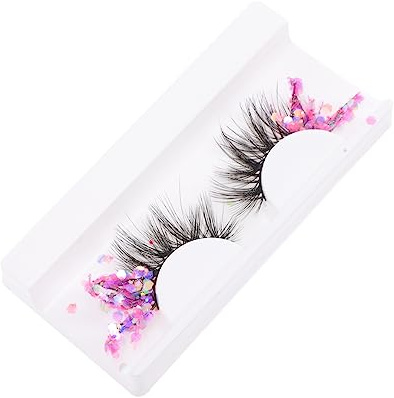 PartyKindom 1 Paire faux cils scintillants fake lashes makeup glitter cosmétiques yeux fete extension Halloween cils individuels branché faux cils décoratifs femme fibre Rosy