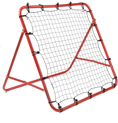 Rebounder Net Practise Football Training Net Soccer Kickback Target Goal Pro for Children Kids Play Teaching Equipment Adjustable Portable Soccer Door (Red, Single-Sided)