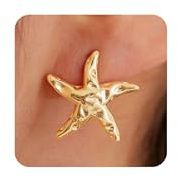 HANLI Étoile de Mer Boucles D'oreilles Femme Plaqué 18K Or Ladies Plage d'été Hypoallergénique Bijoux Cadeaux Pour Femmes