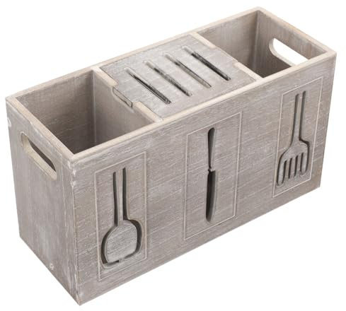 PACKOVE Porte Couverts Vintage avec Compartiments Boîte de Rangement pour Ustensiles de Cuisine Organisateur de Table pour Comptoir et Restaurant