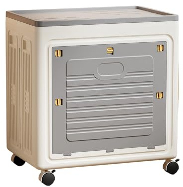 Hodeffior Plastic Storage Boxes 150L - Storage Boxes with 1 Lid - Stackable Bins with Wheels - Folding StorageBins, Storage Organizer for Bedroom Living Room Study Office - 58 * 40 * 61cm