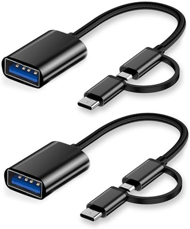 iJiZuo 2 in 1 OTG Adattatore USB C/Micro a USB [2 Pezzi], USB C a USB Femmina, Cavo OTG Compatibile con Samsung Galaxy Huawei Xiaomi Redmi Apple iPhone 15 PRO Max Plus
