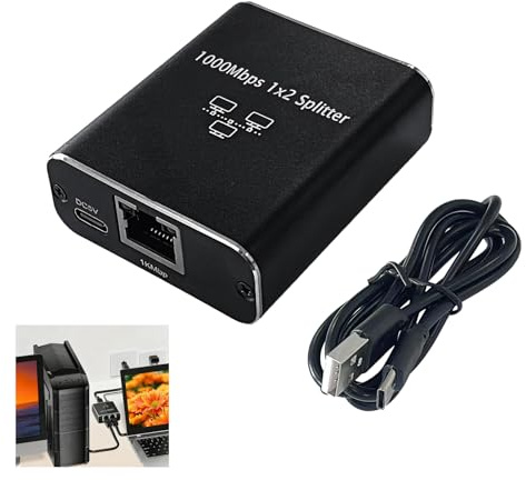 High-Speed Ethernet Splitter 1 to 2 Out, 1000Mbps Network Switch with Cat 6 Ethernet Cable, Gigabit Internet Splitter Connector, Network Switches,Internet Cable Splitter, for Home and Office Use