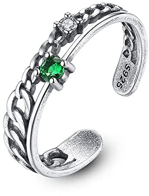 JZWCHQ Frauen verstellbare offene Ringe - offener Fingerring für Frauen - S925 Kreativität Hanf Seil Daumenring, eingelegter Zirkonstapelring